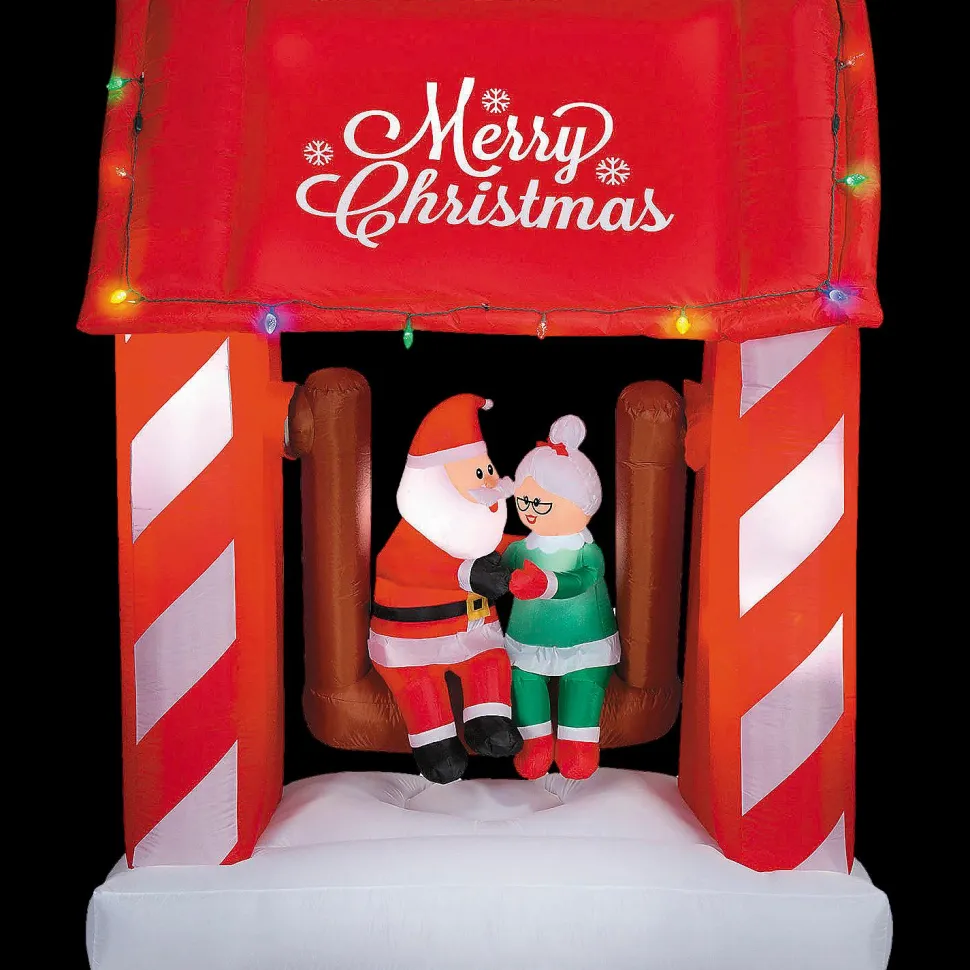 Airblown Inflatable Animated Mr. & Mrs. Santa Claus Porch Swing Scene Outdoor Yard Decoration