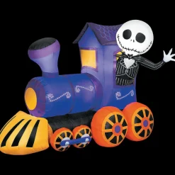 Airblown Inflatable Light-Up The Nightmare Before Christmas™ Jack Skellington on a Train Outdoor Decoration