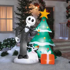 Airblown Inflatable Light-Up The Nightmare Before Christmas Jack & Zero with Christmas Tree