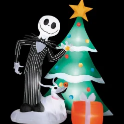 Airblown Inflatable Light-Up The Nightmare Before Christmas Jack & Zero with Christmas Tree