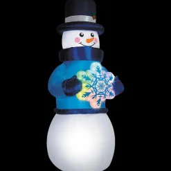 Airblown Inflatable Snowman with Rainbow Lightshow Snowflake Outdoor Yard Decoration