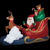 Animated Luxe Waving Santa w/ Rocking Reindeer on a Cloud 84" Inflatable Christmas Outdoor Yard Decor