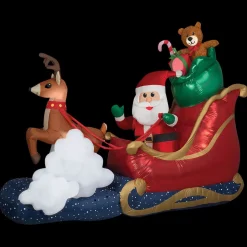 Animated Luxe Waving Santa w/ Rocking Reindeer on a Cloud 84" Inflatable Christmas Outdoor Yard Decor