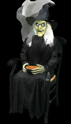 Animated Sitting Witch Halloween Prop