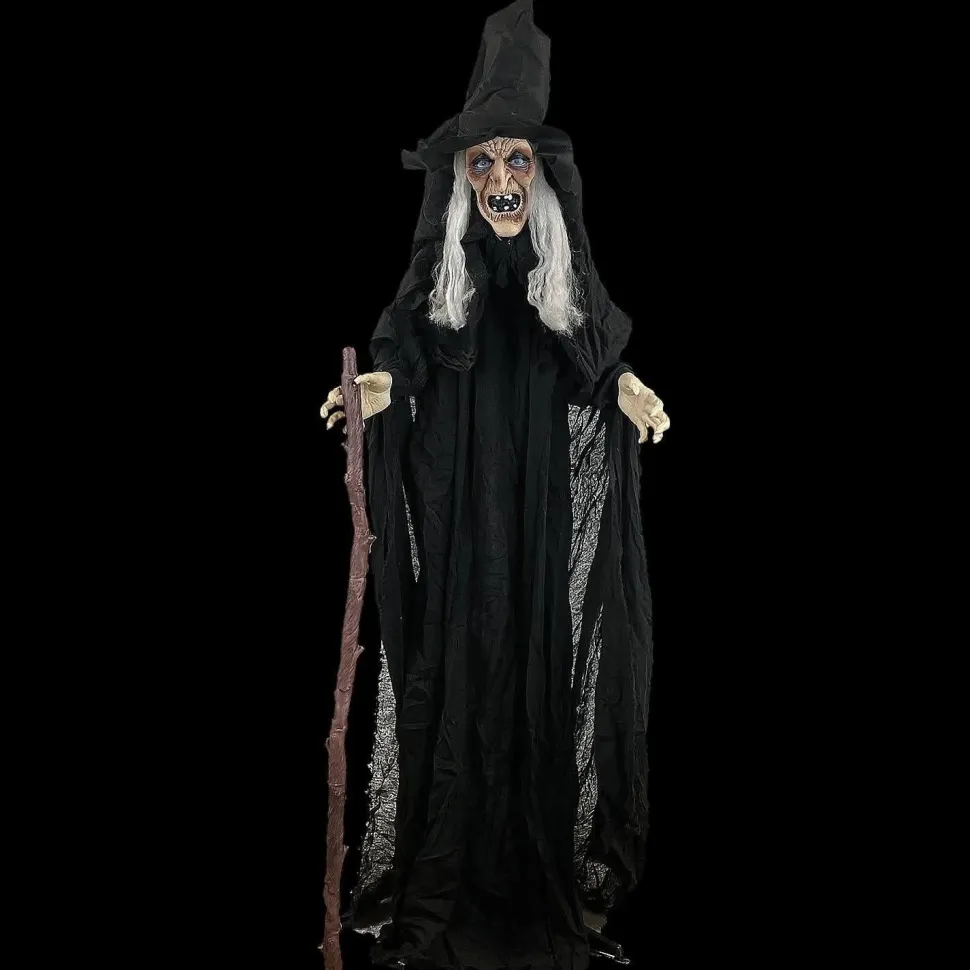 Animated Witch with Cane Halloween Prop