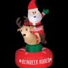 Blow Up Inflatable Animated Santa On Reindeer Outdoor Yard Decoration