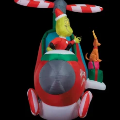 Blow Up Inflatable Dr. Seuss™ How the Grinch Stole Christmas Grinch in Helicopter Outdoor Yard Decoration