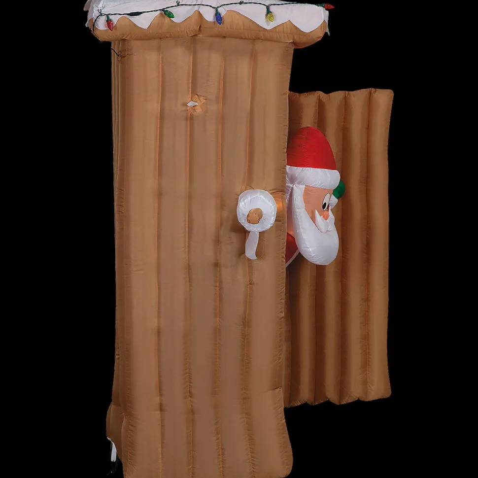 Blow Up Inflatable 6 Ft. Animated Santa in Outhouse with Lights Christmas Outdoor Yard Decoration