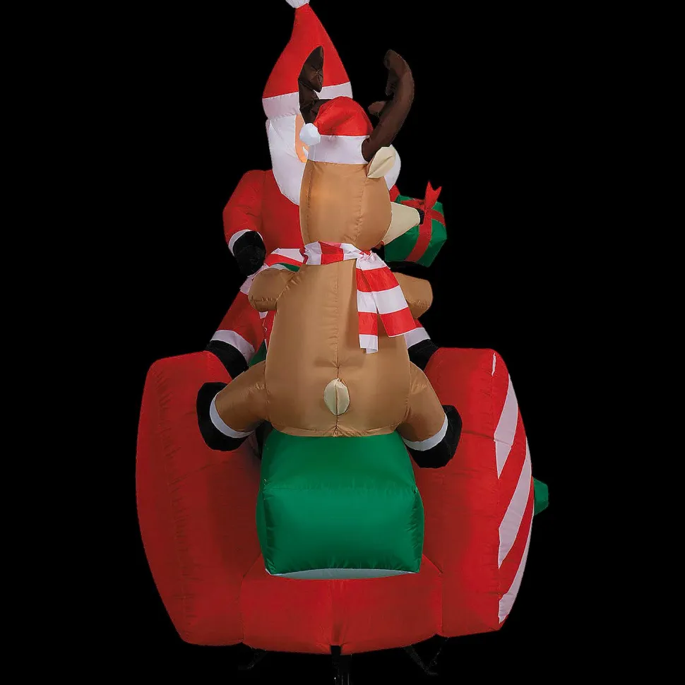 Blow Up Inflatable 6 Ft. Animated Santa & Reindeer on a Teeter Totter Christmas Outdoor Yard Decoration