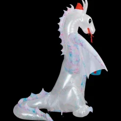 Blow Up Inflatable 6 Ft. Rainbow Lightshow Dragon with Flaming Mouth Christmas Outdoor Yard Decoration