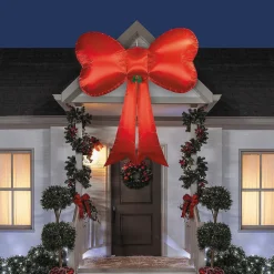 Blow Up Inflatable Hanging Red Satin Christmas Bow Outdoor Decoration