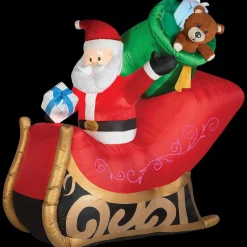 Blow-Up Inflatable Santa Sleigh with Built-In LED Lights Outdoor Yard Decoration