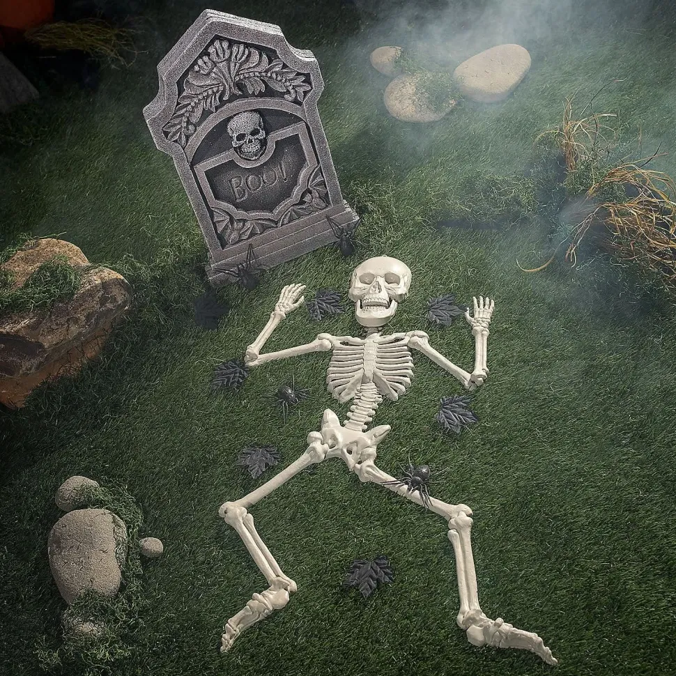 Boo! Tombstone & Skeleton Graveyard Halloween Decorations Set