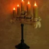 Candelabra Table Top Halloween Prop w/ 5 Flicker Candles Haunted House Lighting
