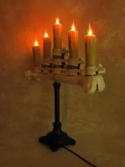 Candelabra Table Top Halloween Prop w/ 5 Flicker Candles Haunted House Lighting