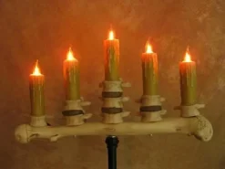 Candelabra Table Top Halloween Prop w/ 5 Flicker Candles Haunted House Lighting