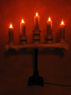 Candelabra Table Top Halloween Prop w/ 5 Flicker Candles Haunted House Lighting