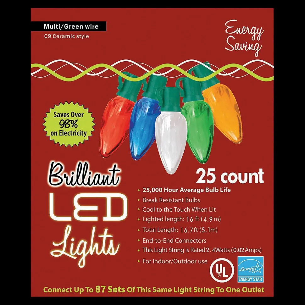 25-Count C9 LED Multicolor Holiday String Lights