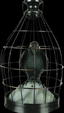 Crow in Cage Animated Halloween Prop