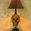 Desk Lamp with Life-size Corpse Head and Antique Shade Haunted House Lighting