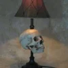 Desk Lamp with Life-size Skull and Antique Shade Haunted House Lighting