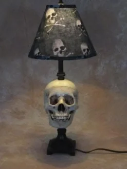 Desk Lamp with Life-size Skull and Bone Shade Haunted House Lighting