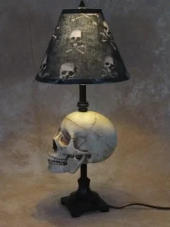 Desk Lamp with Life-size Skull and Bone Shade Haunted House Lighting
