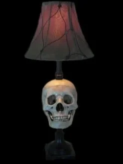 Desk Lamp with Life-size Skull and Antique Shade Haunted House Lighting