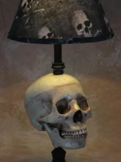 Desk Lamp with Life-size Skull and Bone Shade Haunted House Lighting