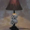Desk Lamp with 2 Mini-Skulls and Antique Shade Haunted House Lighting