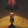 Desk Lamp with 2 Mini-Skulls and Antique Shade Haunted House Lighting