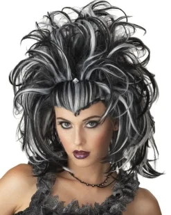 Evil Sorceress - Black and White Halloween Wig