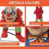 4 Ft. Creepy Clown with Pink Bear Halloween Animatronic