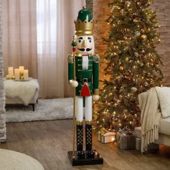 5 Ft. Giant Classic Green Wood Holiday Nutcracker with Scepter