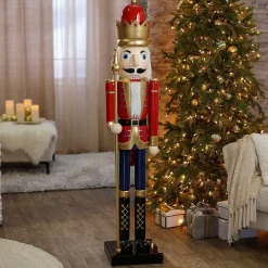 5 Ft. Giant Classic Red Wood Holiday Nutcracker with Scepter