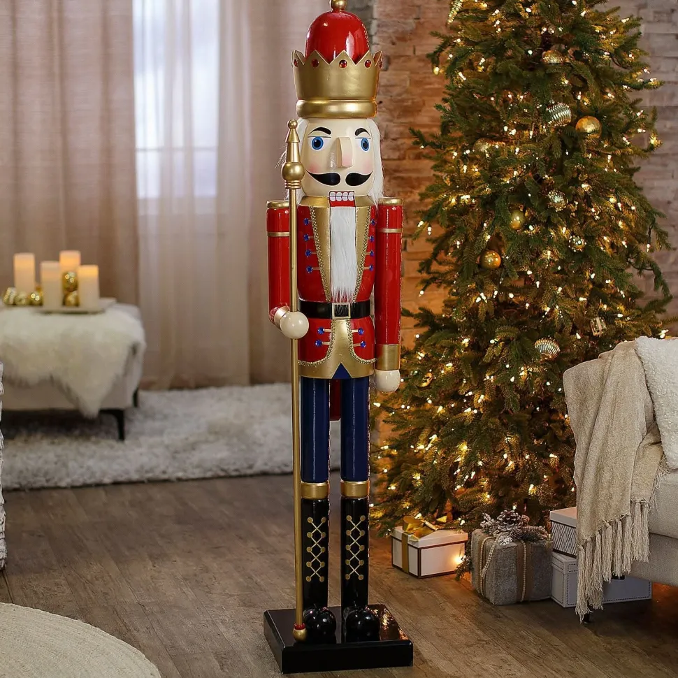 5 Ft. Giant Classic Red Wood Holiday Nutcracker with Scepter