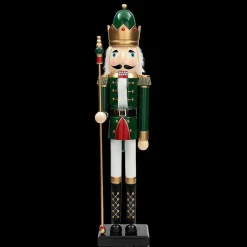 3 Ft. Large Classic Green Wood Holiday Nutcracker with Scepter