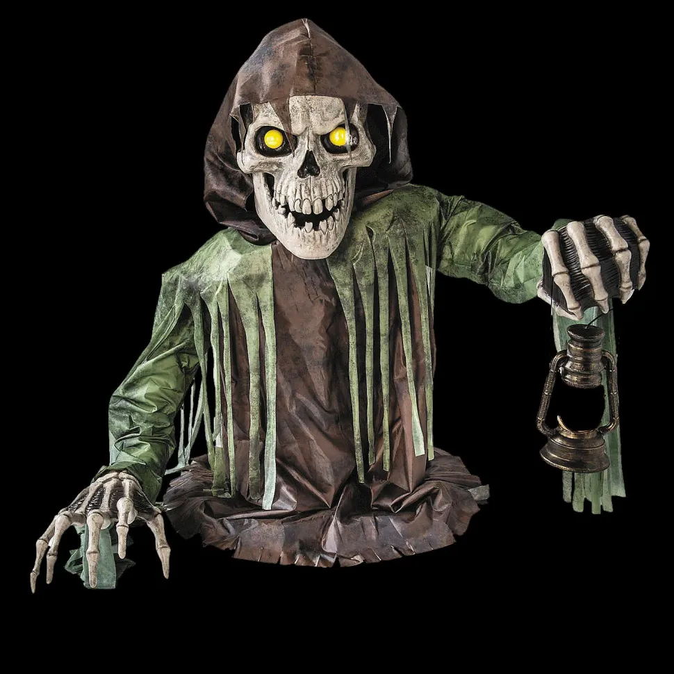 Giant Light-Up Corroded Skeleton Reaper Halloween Animatronic Decoration