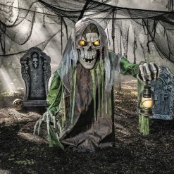 Giant Light-Up Corroded Skeleton Reaper Halloween Animatronic Decoration
