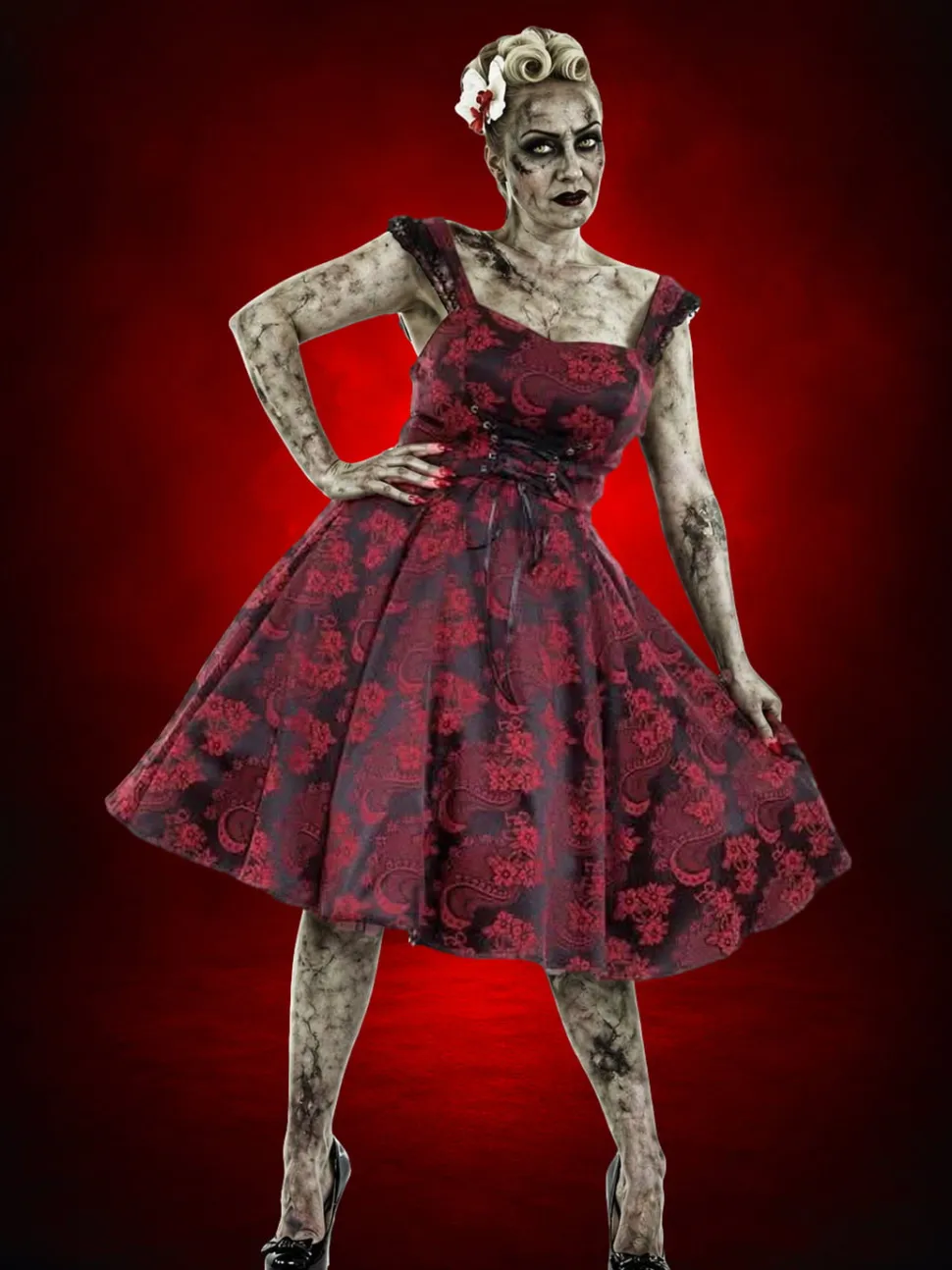 Gothic Ghoul Dress in Red HD Hollywood Costume