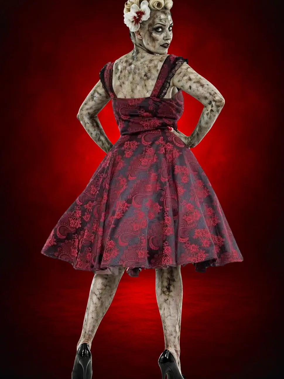 Gothic Ghoul Dress in Red HD Hollywood Costume