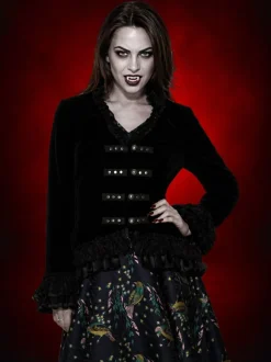 Gothic Vampiress Jacket in Black Velvet HD Hollywood Costume