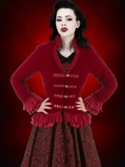 Gothic Vampiress Jacket in Red Velvet HD Hollywood Costume