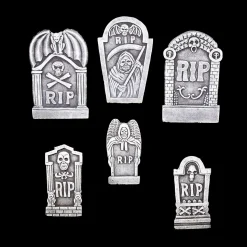 Grim Reaper RIP Foam Tombstone Halloween Decorations Set – 6 Pc.