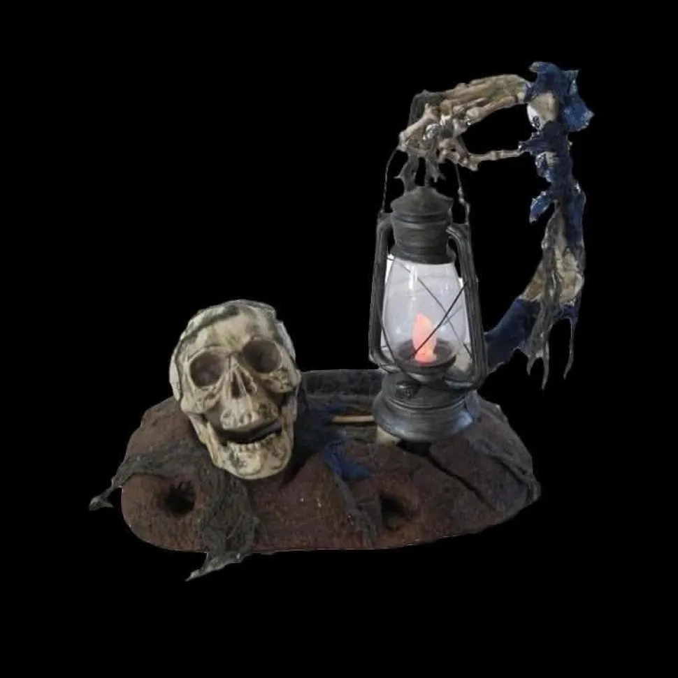 Groundbreaker Skeleton with Lantern Graveyard Halloween Prop