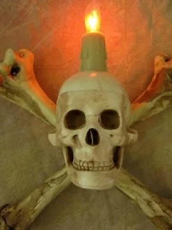 Humerus Bone Wall Sconce with 3 inch Skull Haunted House Lighting