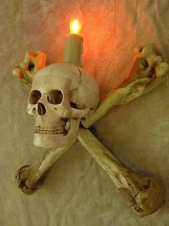 Humerus Bone Wall Sconce with 3 inch Skull Haunted House Lighting