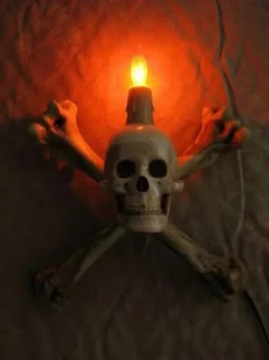 Humerus Bone Wall Sconce with 3 inch Skull Haunted House Lighting