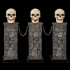 Light-Up Skull Pedestal Fence with Chains Halloween Decoration