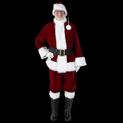 Men's Burgundy Velvet Santa Suit Costume